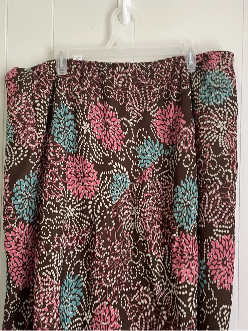 Cato Brown A-Line Skirt with Pink and Blue Floral Print